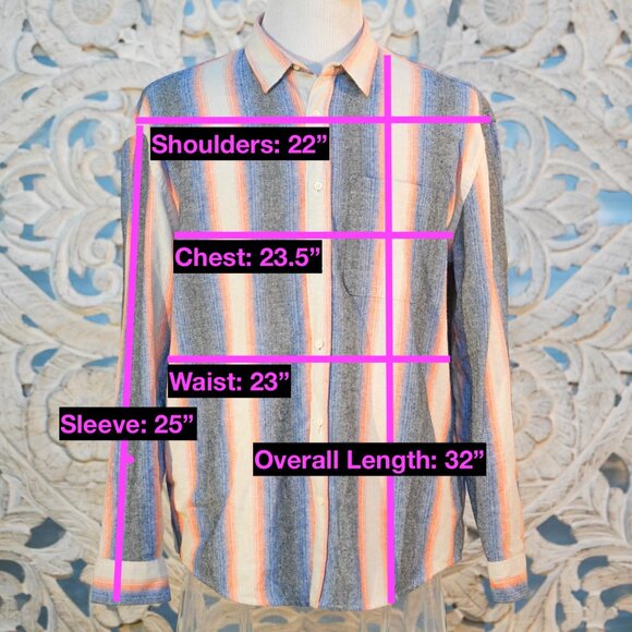 Zara Men’s XL Striped Button-Up Shirt Trippy Multicolor Retro Style - Picture 7 of 7